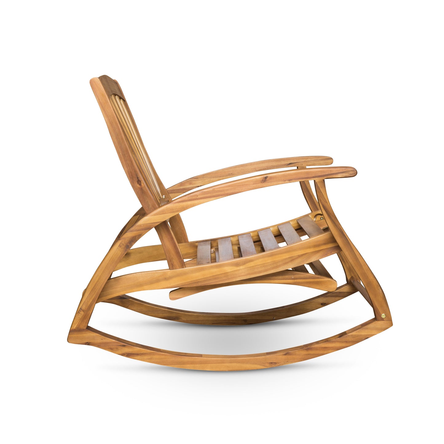 Outdoor Acacia wood Rocking Chair with Retractable foot panel,Rocker Patio Rocking Chair for Porch, Patio, Balcony,