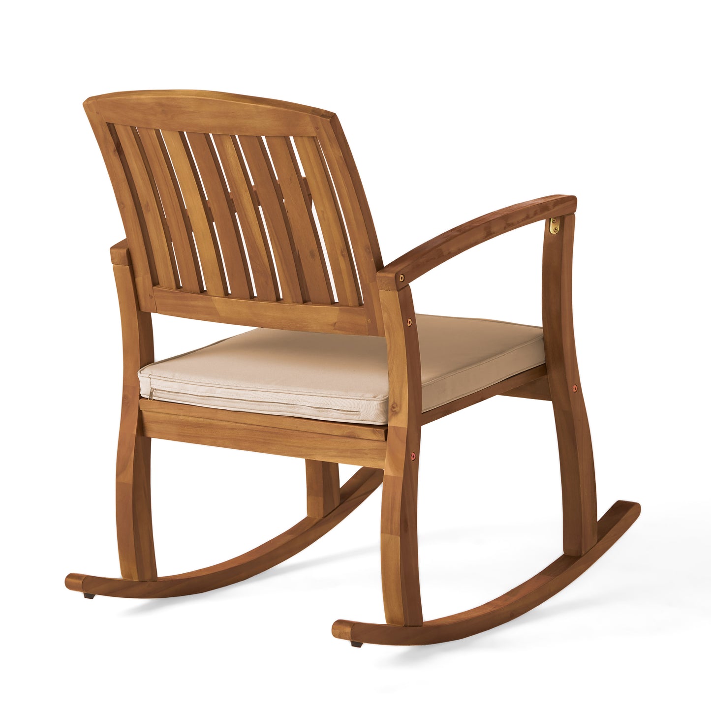 Acacia Wood Patio Outdoor Rocking Chair with cushions for Garden, Lawn, Backyard, Pool,