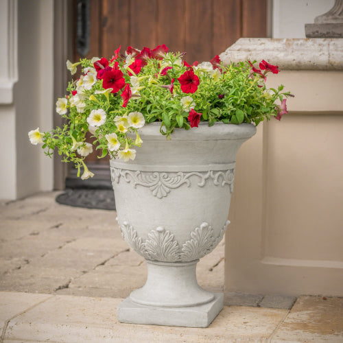 17 in. W x 20 in. H White Stone Urn