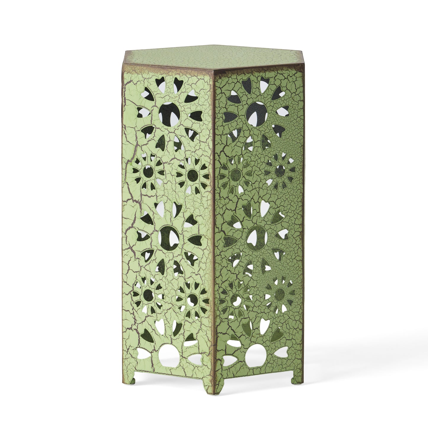 Galore 14" Side Table with Sunburst Cut Out Design, Green