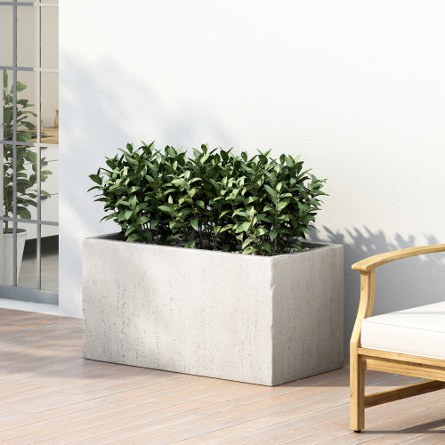 35.25 in. Outdoor Large Planter, White Magnesium Oxide Lightweight Concrete Square Garden Planter for Indoor and Outdoor