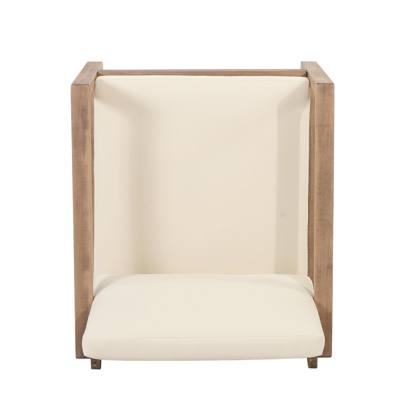 Outdoor Acacia Wood Patio Club Chair, Wood Patio Furniture,Waterproof Thick Cushion Deep Seating for Porch, Garden, Backyard, Balcony, Brown Wash and Beige Cushion