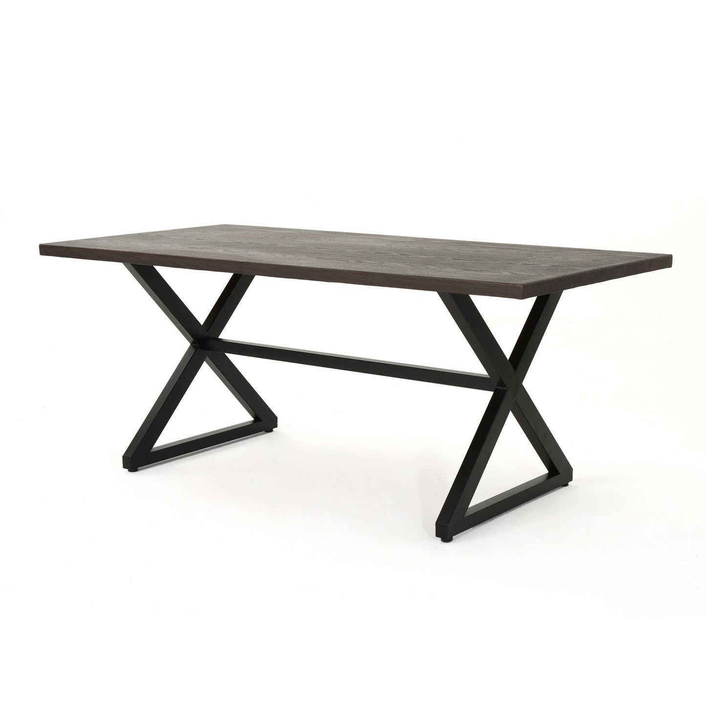Rolando Outdoor Aluminum Dining Table with Steel Frame, Brown / Black