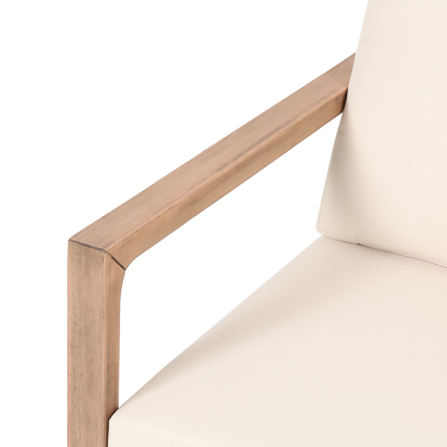 Outdoor Acacia Wood Patio Club Chair, Wood Patio Furniture,Waterproof Thick Cushion Deep Seating for Porch, Garden, Backyard, Balcony, Brown Wash and Beige Cushion