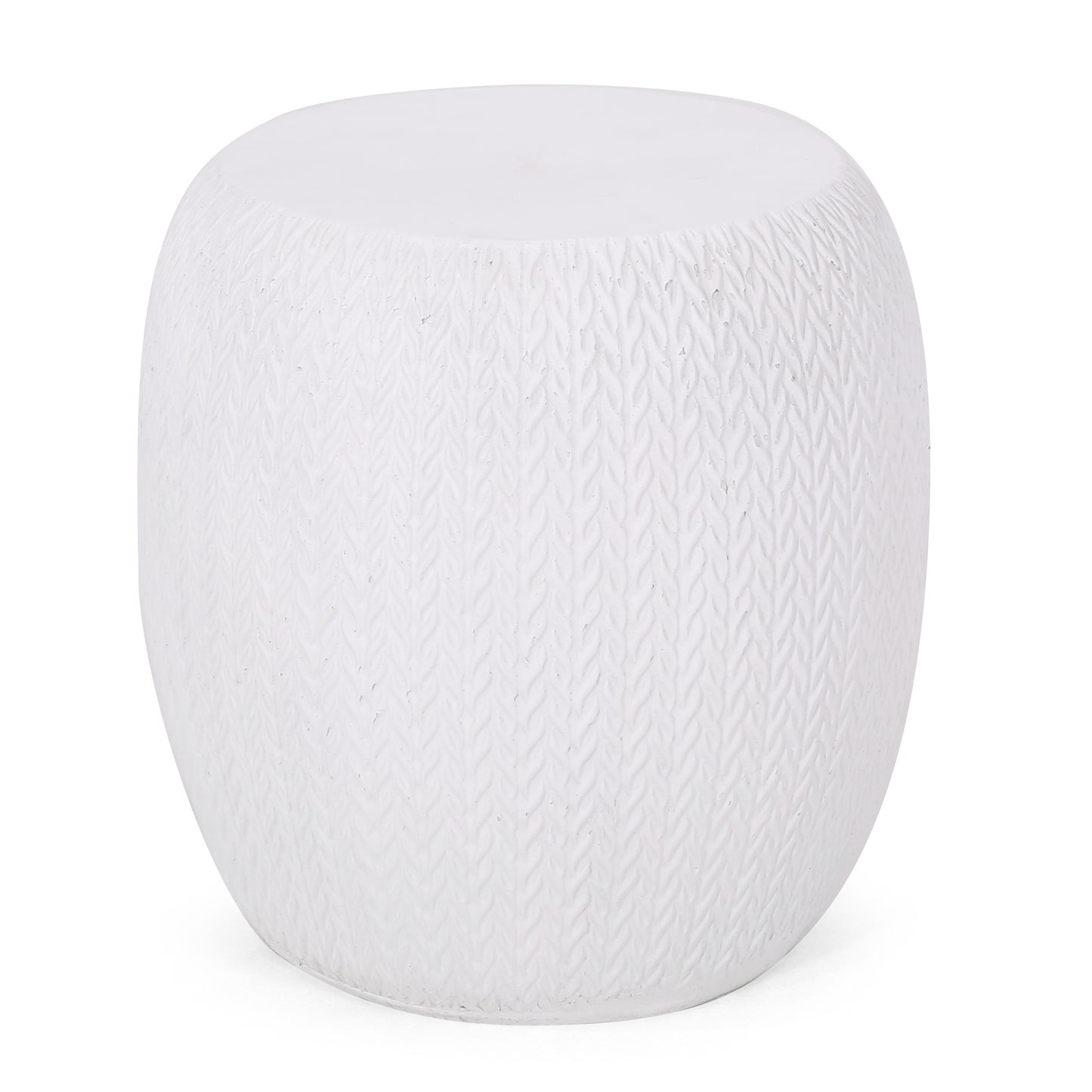 Outdoor LightWeight Concrete Side Table, Antique White End Table